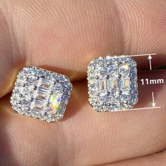 New Gorgeous Stud Earrings 925 Sterling Silver A Pair/set - Picture 4 of 5